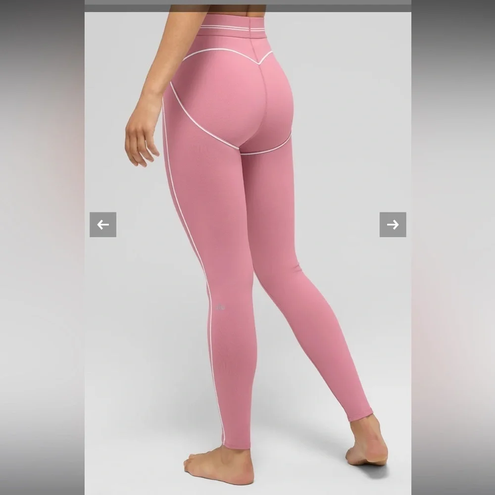ALO Yoga Airbrush High-Waist Heart Throb Legging XS Pink Wild Rose/White NWT